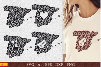 Silhouette of Spain with a pattern. SVG