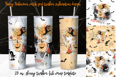 Happy Halloween ute witchn tumbler sublimation design. 20 oz
