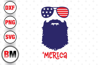 Merica Beard SVG&2C; PNG&2C; DXF Files