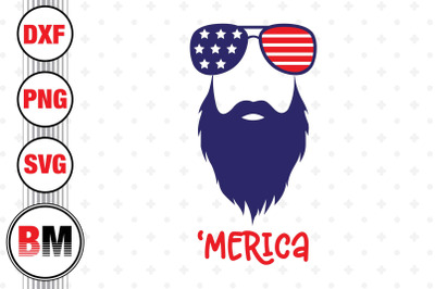 Merica Beard SVG&2C; PNG&2C; DXF Files