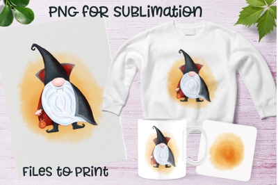 Halloween and vampire gnome sublimation. Design for printing