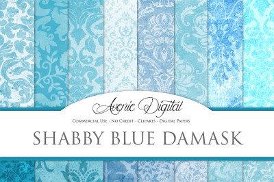 Shabby Chic Blue Damask Textures