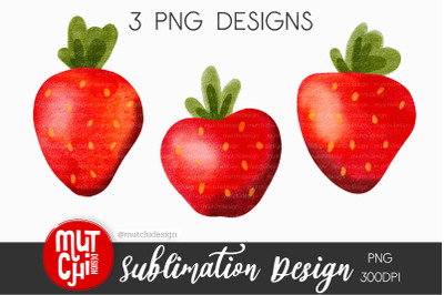 Watercolor Strawberry Sublimation Design