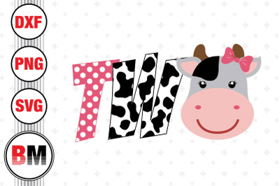 Two Birthday Cow SVG, PNG, DXF Files