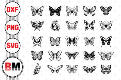 Butterfly Silhouette SVG, PNG, DXF Files