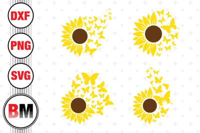 Sunflower Butterfly SVG, PNG, DXF Files
