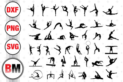 Gymnastic Silhouette SVG, PNG, DXF Files