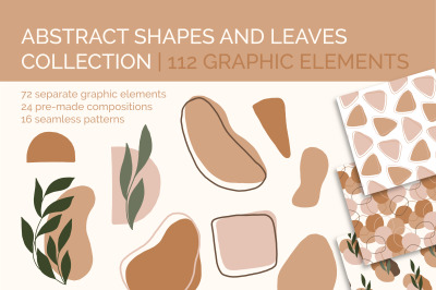 Abstract shapes and leaves graphic collection