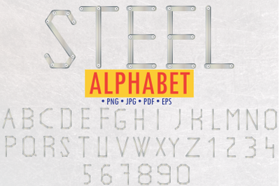 Steel letters and numbers, Alphabet clipart png