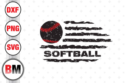 Softball American Flag SVG&2C; PNG&2C; DXF Files