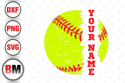 Distressed Softball Custom Name SVG&2C; PNG&2C; DXF Files