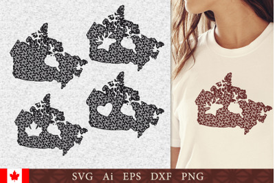 Silhouette of Canada with pattern. SVG