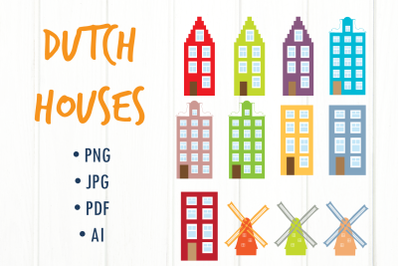 Dutch houses png clip art, Windmill png