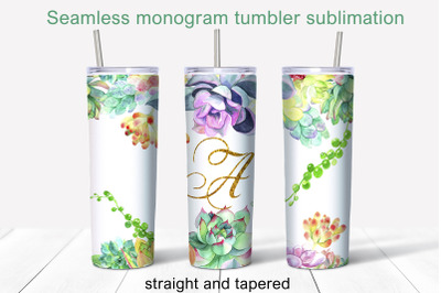 A monogram tumbler sublimation Alphabet 20oz Tumbler Design