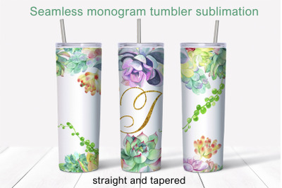 J monogram tumbler sublimation Alphabet 20oz Tumbler Design