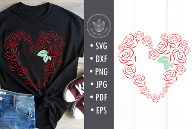 Heart with roses, svg cut file