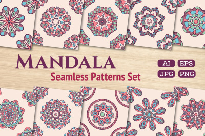 10 seamless mandala vector patterns