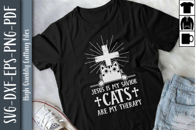 Jesus Is My Savior Cats Are My Therapy