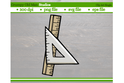 wooden ruler and triangular ruler