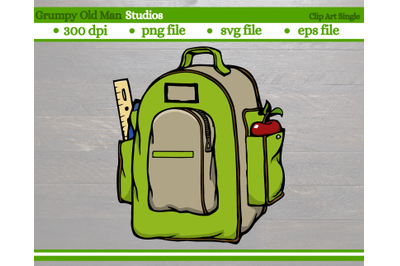 green school backpack | school supplies