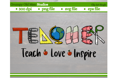 teacher | love teach inspire | school supplies