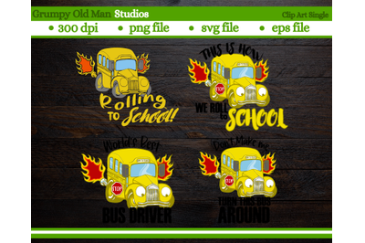 set of school bus designs