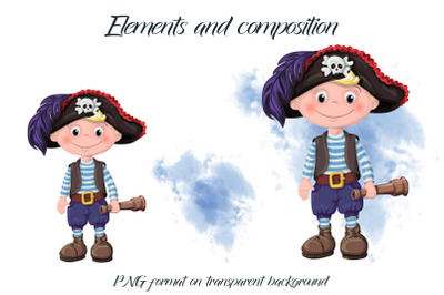 Pirate boy sublimation. Design for printing.