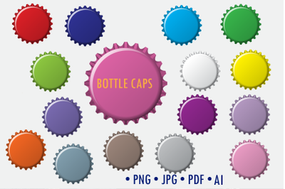 Bottle caps clipart, png files