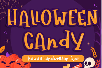 Halloween candy Handwritten font- cute kid font Kawaii