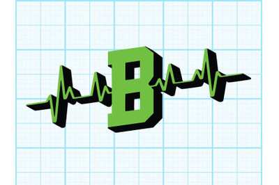 Heart beat Alphabet  B
