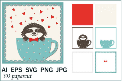 Cute sloth character&2C; papercut SVG