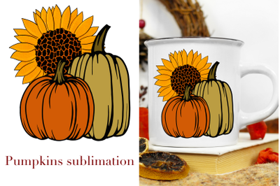 Autumn Pumpkins sublimation png file, prints for t-shirt