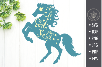Horse with swirls svg cut file