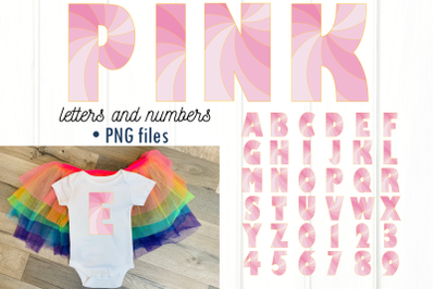 Pink letters and numbers, baby girl alphabet clip art