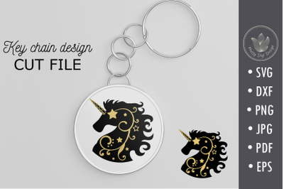 Unicorn key chain design&2C; svg cut file