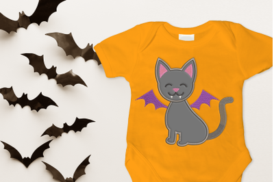 Vampire Cat Halloween | Applique Embroidery