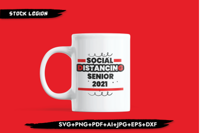 Social Distancing Senior 2021 Red SVG