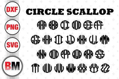 Scallop Circle Letter Monogram SVG&2C; PNG&2C; DXF Files