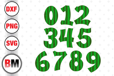 Watermelon Numbers SVG, PNG, DXF Files