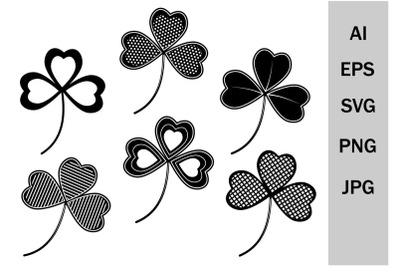 SVG clover with an ornament for Patrick&#039;s Day