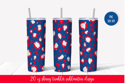 Patriotic Leopard Skinny Tumbler Wrap Sublimation Design