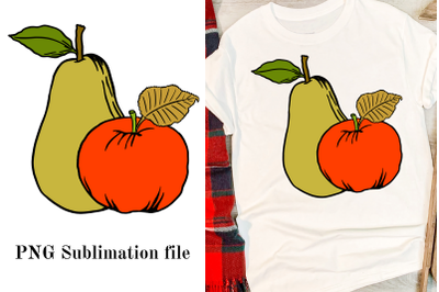 Autumn sublimation with apple, png file for harvest day.