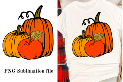 Autumn apple and pumpkin sublimation png file
