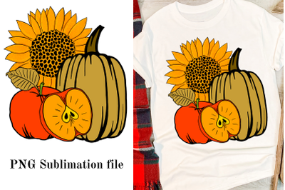 Apple, pumpkin, sunflower sublimation png file