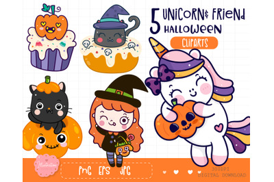 Cute unicorn clipart Halloween purple kawaii stickers png