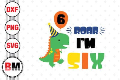 Roar I&#039;m Six Saurus SVG, PNG, DXF Files