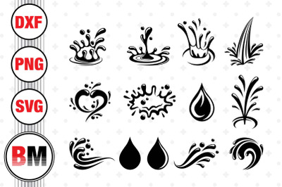 Water Splash SVG, PNG, DXF Files