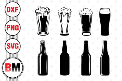 Beer Bottle&2C; Beer Mugs SVG&2C; PNG&2C; DXF Files