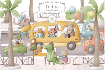 Traffic cute png digital graphics for kids