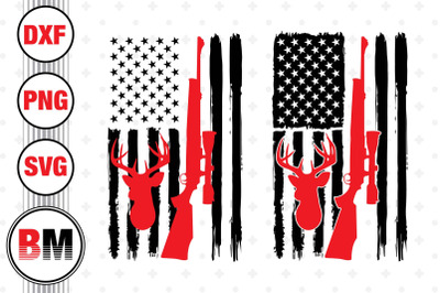 Huting American Flag SVG, PNG, DXF Files